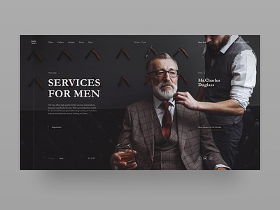 Barber Shop | Ui challenge #2 barber barber shop clean dark layout old man photo service ui uidesign ux uxdesign web