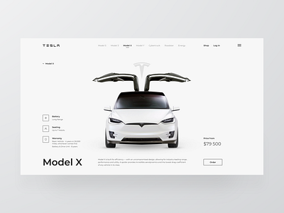 Tesla Model X car clean composition layout model x tesla ui ux white