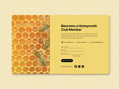 Daily UI Challenge - Day 1 - Honeycomb Club