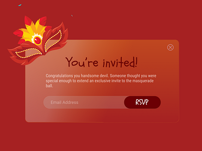 Daily UI - Day 16 - Design a popup / overlay dailyui016 designchallenge exclusive incognito invitation invite masquerade overlay popup rsvp uidesign uxdesign