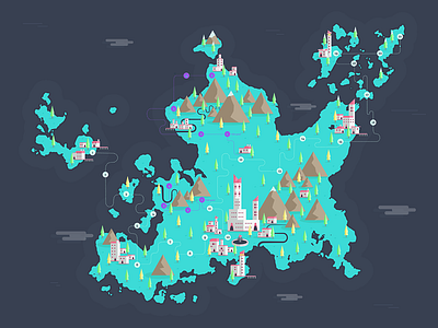 Game map blue buildings fantasy illustration levels map world