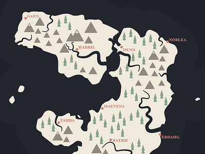 Fantasy map fantasy illustration map mountains rivers trees world