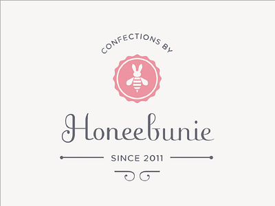Honeebunie bakery confections icon identity logo pink