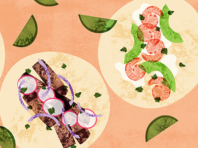 Tacos, Anyone? food food illustration fruit illustration meat mexican food shrimp tacos