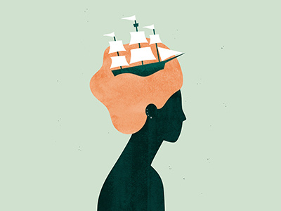 Loose Lips Sink Ships editorial illustration hair human illustration illustrator nautical people person ship texture woman