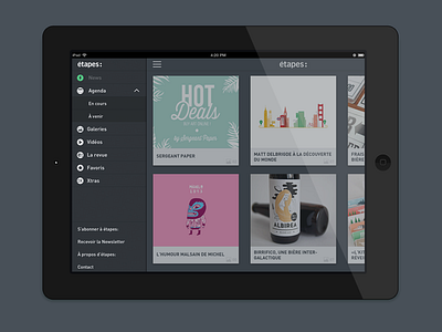 Etapes magazine iPad application etapes etapes magazine green ipad ipad application ui design