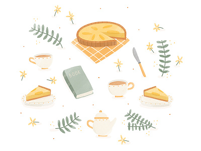 Sweet tea time - Illustration apple pie illustration tea time