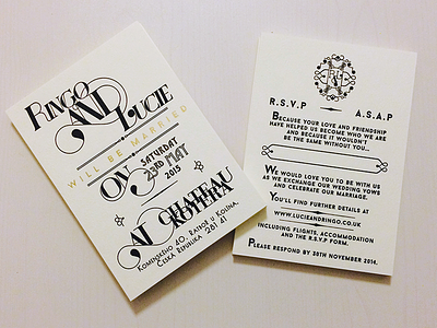 Lucie and Ringo Wedding Invitations 1920s art deco invitation invites marriage typography wedding
