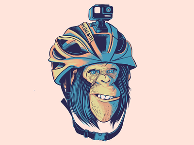 Helmet chimp chimp monkey vector illustration