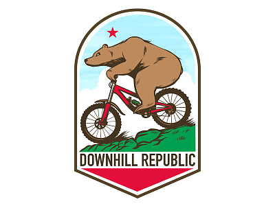 Downhill Republic bear bicycle bike biking downhill bike downhill mtb grizzly mountain bicycle mountain bike mtb t-shirt design vector art