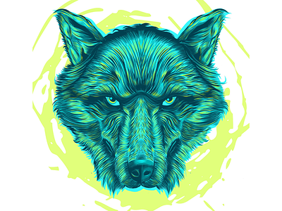 Wolf animal dog hatching illustration logo vector wolf