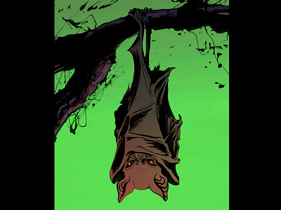 Bat animal bat brush giclee illustration ink print