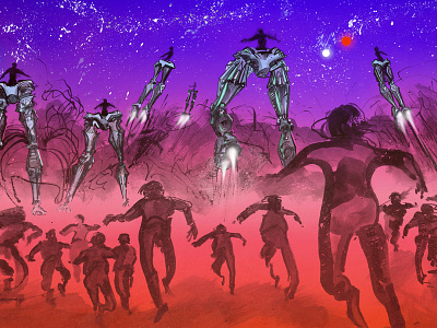 Future Humans - Stepped Over digital editorial illustration ink transhumanism