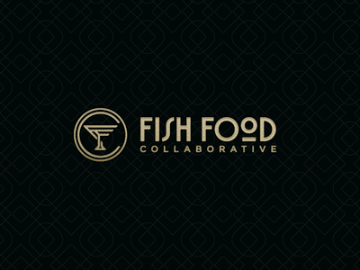 FISH FOOD COLLABORATIVE | Logo and Visual Identity art deco brand branding gold identity logo logotype mark monogram vintage