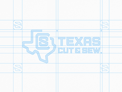 Texas Cut and Sew | Logo Anatomy and traces branding brandmark design grid logo logotype mark texas traces