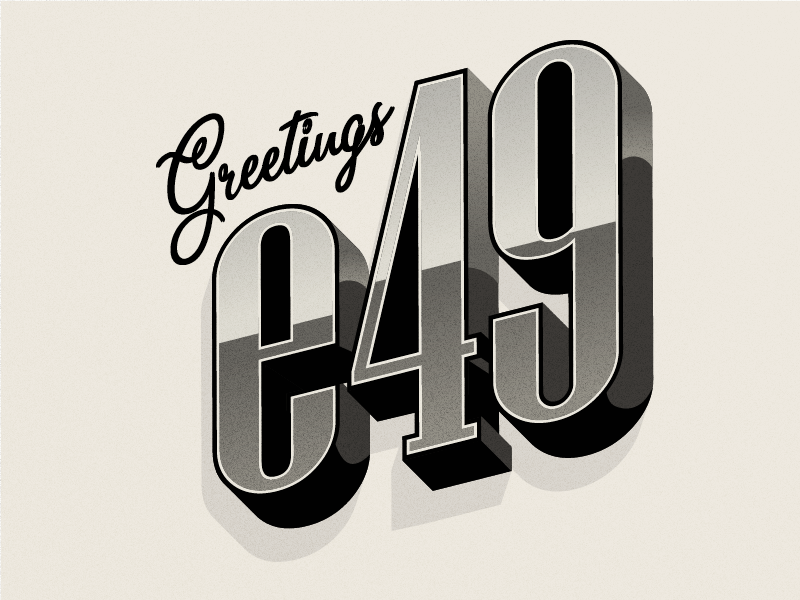 Greetings from e49 Creative Co. noise vintage retro black and white greetings