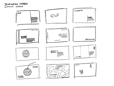 Business card layout ideas and sketches
