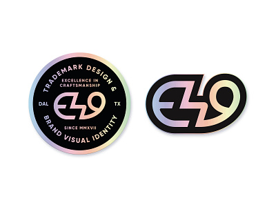 Holographic Sticker | e49 Creative Co badge brand branding collateral e49creative holographic holographic sticker iridiscent logo sticker