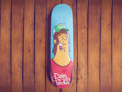 Drive-by Trucker skateboard character illustration skateboard