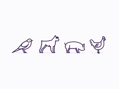 Animal icons bird chick dog farm life icon pig