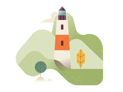 Lighthouse hills illustration lighthouse nature trees