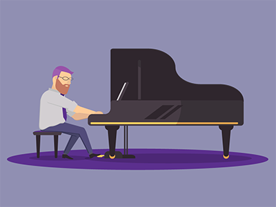 The Pianist character design illustrator music vector