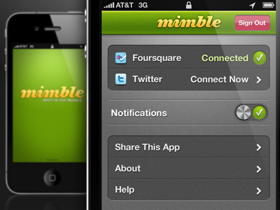 Mimble Settings app ios iphone list mimble notifications settings slider toggle ziggurat