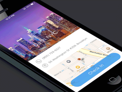 Dash Checkin Flow ui ux iphone mobile ios7 payment check in restaurant gif animation
