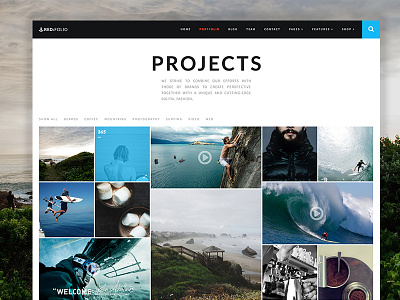 RedFolio blog minimal one page onepage portfolio responsive shop theme video wordpress