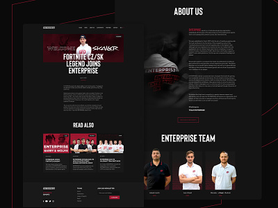 Enterprise esports - article & about page about us article clean cs:go csgo design dota e sport esport esports gaming lol minimal team ui ux web website