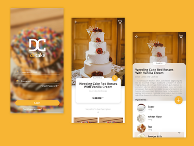 Cake App Ui Design app branding design design designer dribbble icon mobile app mobile ui newbie ui ux
