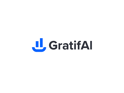 GratifAi ai analytics artificial intelligence blue color gratify logo design modern robot smile type