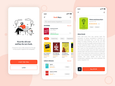 eBook application app design book app book shop book store books ebook app ebooks kindle ui