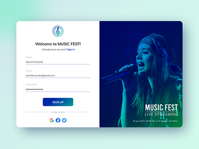 Sign Up Page - Music Fest