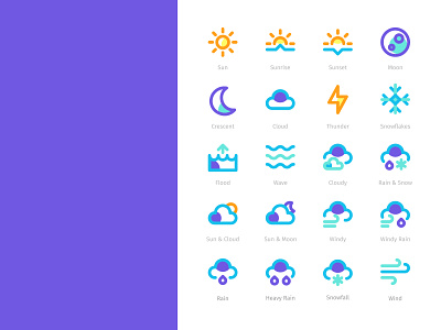 Wheater Icons Filled Line Style app clean design flat icon illustration illustrator mobile ui ux vector web