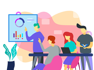 Team Meeting clean design flat illustration illustrator mobile ux vector web website