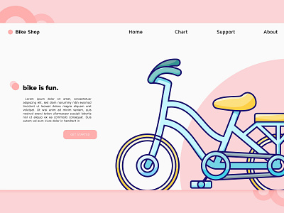 Bike Shop Landing Page clean design flat illustration illustrator mobile ux vector web website