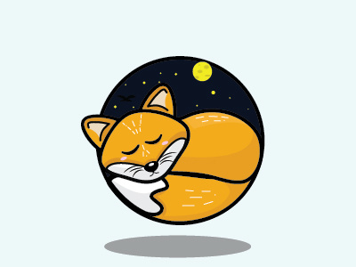 Sleeping Fox circle design gradient icon illustration orange sleeping vector wolf