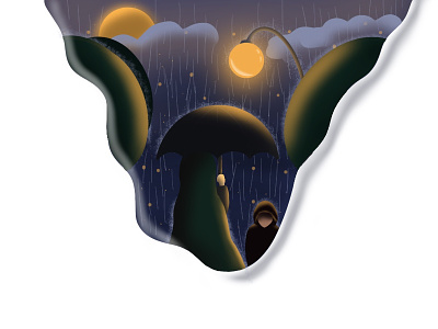 Rain at Night art character dark design gradient illustration mystery procreate procreate art procreateapp rain rainy vector