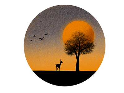 Sunset animal illustration orange procreate sunset vector