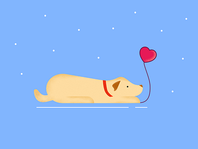 Waiting for valentine blue character dog dog love heart illustration love minimalist sad waiting