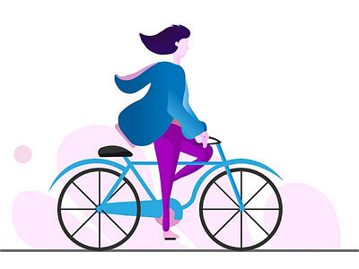 Girl with bicycle illustrator design