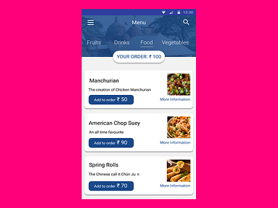 Food order app UI
