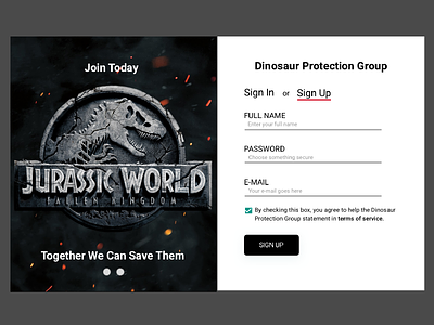 001 - Jurassic World Sign Up dailyui