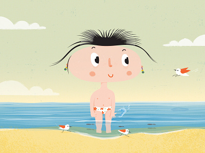 character design - summer time beach cute illustration illustrator summer vector vector illustration