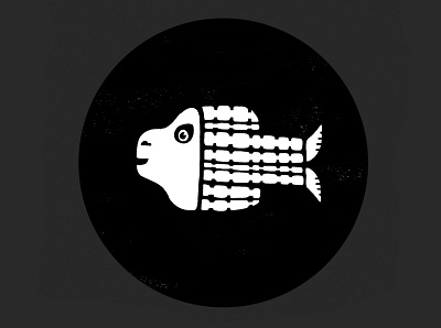 character design- Iconic illustration black and white deep sea fish flat design illustration vector vector illustration