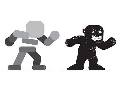 Monster-Angry pose black and white character character animation character design design illustration illustrator monster vector vector illustration
