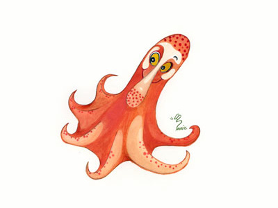 Sea Fish - character design good looking happy fish illustration octopus