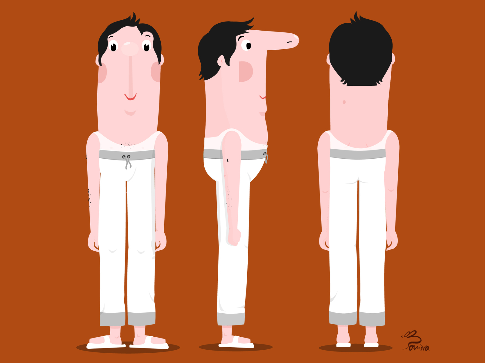 Didi charachter-design how-to-wear-pajamas illustration