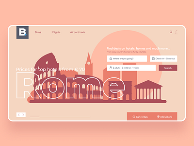 Booking design concept booking concept design holiday hotel illustration rest rome search tourism travel trip ui ux vacation web